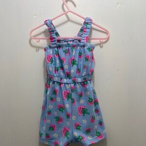 Kidgets Baby Girl Strawberry Floral Romper 18M Sleeveless Summer Outfit
